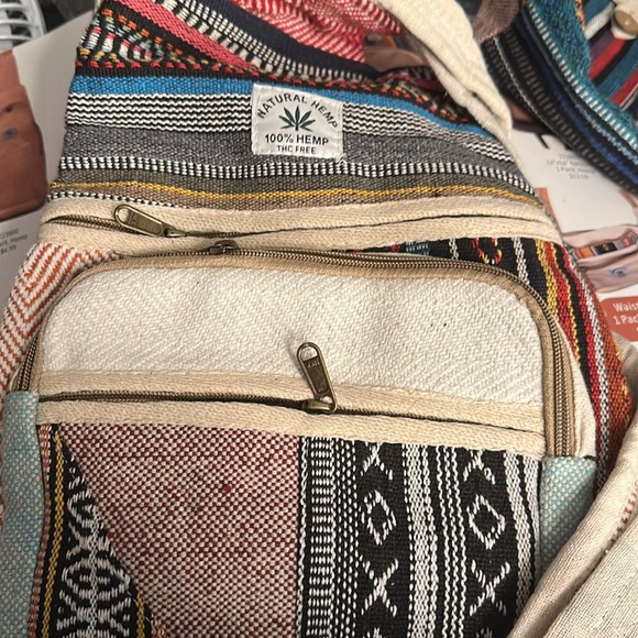 NWT. Natural Hemp Backpack Hippie/Boho/Gypsy/Festival TURQ 02 - Picture 3 of 6